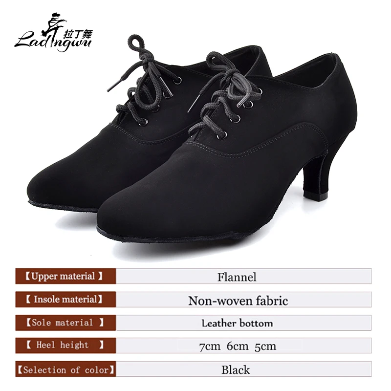 Ladingwu New Ballroom Dance Competition Shoes Black For Women Soft Bottom Teacher Dance Shoes zapatos de baile latino mujer