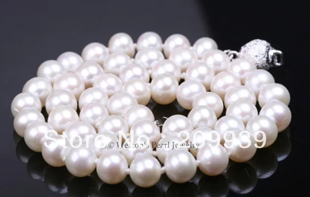

free shipping@@ JY&1895 AA 7-7.5MM NATURAL WHITE HIGH LUSTER CULTURED FRESHWATER PEARL NECKLACE SILVER