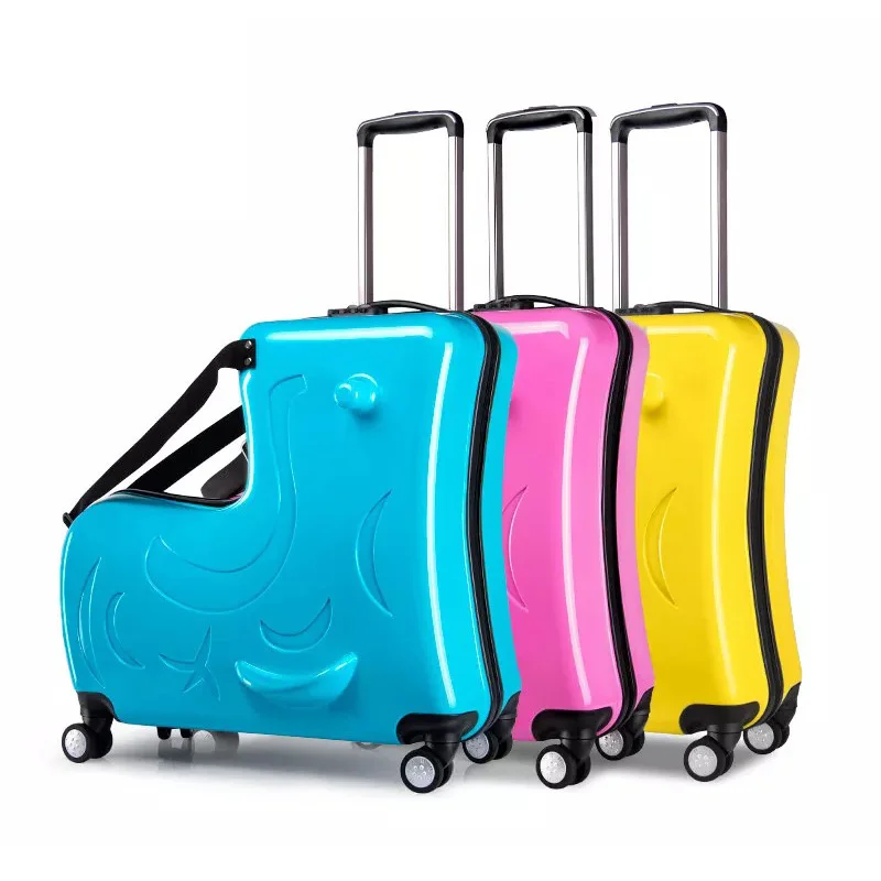 Hot!Kids fashion skateboard rolling luggage 20/24 inch children spinner travel trolley case cute baby carry on suitcase