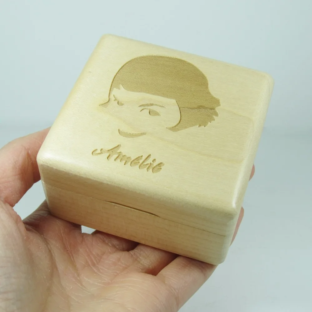 Amelie Music Box, Wood Wind Up Music Box with La Valse d'Amelie Theme, Special Gifts