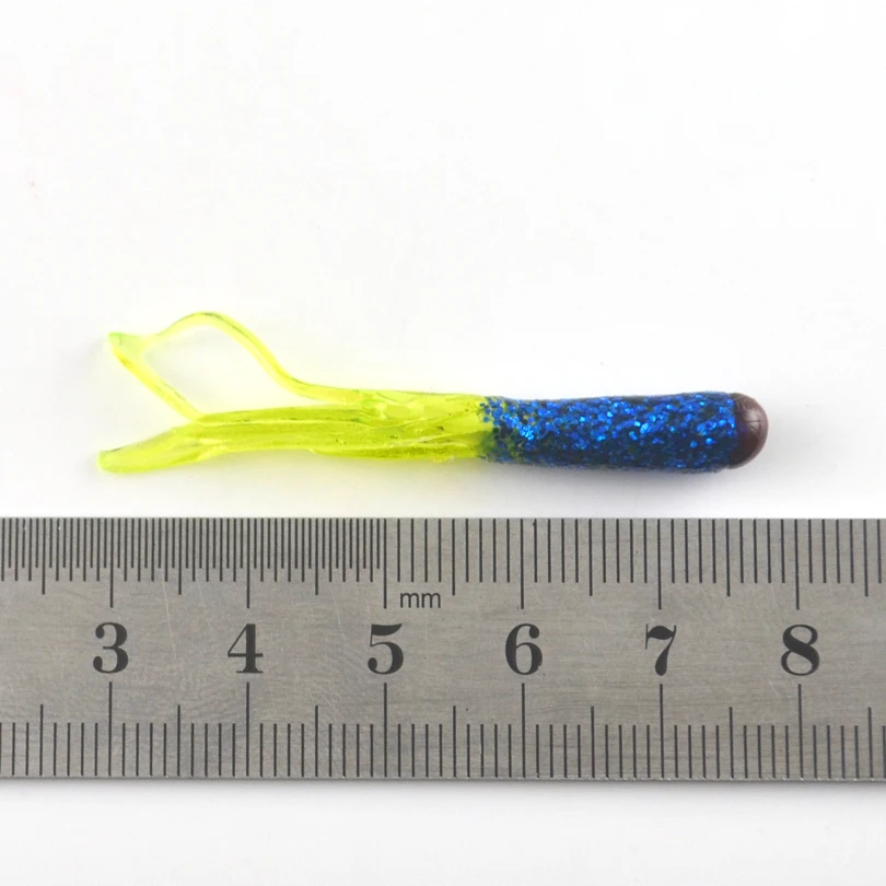 MNFT 20PCS Silicone Tri-colors Salted Tube Bass Baits 4.5cm/0.5g Soft Artificial Worm Grub Squid Lures Sea Fishing