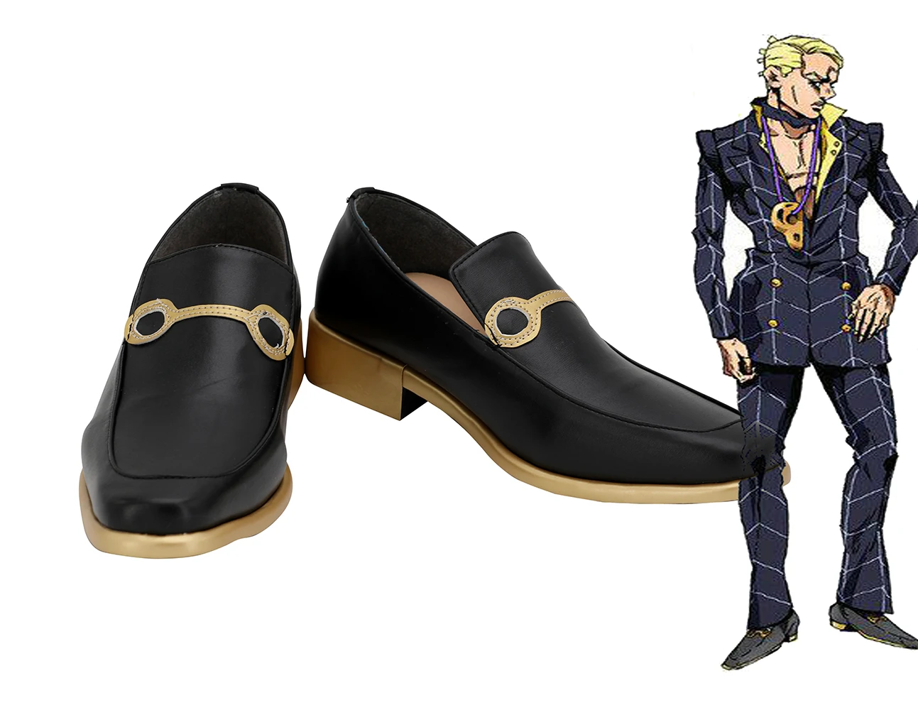 

JOJO Prosciutto Shoes Cosplay JoJo's Bizarre Adventure Vento Aureo Prosciutto Cosplay Shoes Black Boots Custom Made Any Size