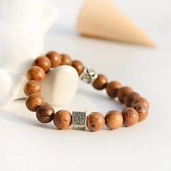 Classic 10MM Wood OM Charm Beads Bracelet Men Homme Ethinc Tibetan Buddhist Bileklik Mala Bracelet Yoga Rosary For Women