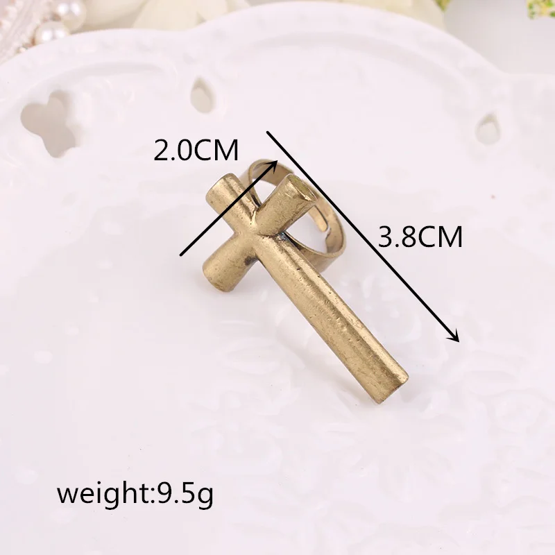 LUBOV Personality Statement Gold Color Metal Cross Finger Ring Punk Style Women Christian Jewelry 2019 New