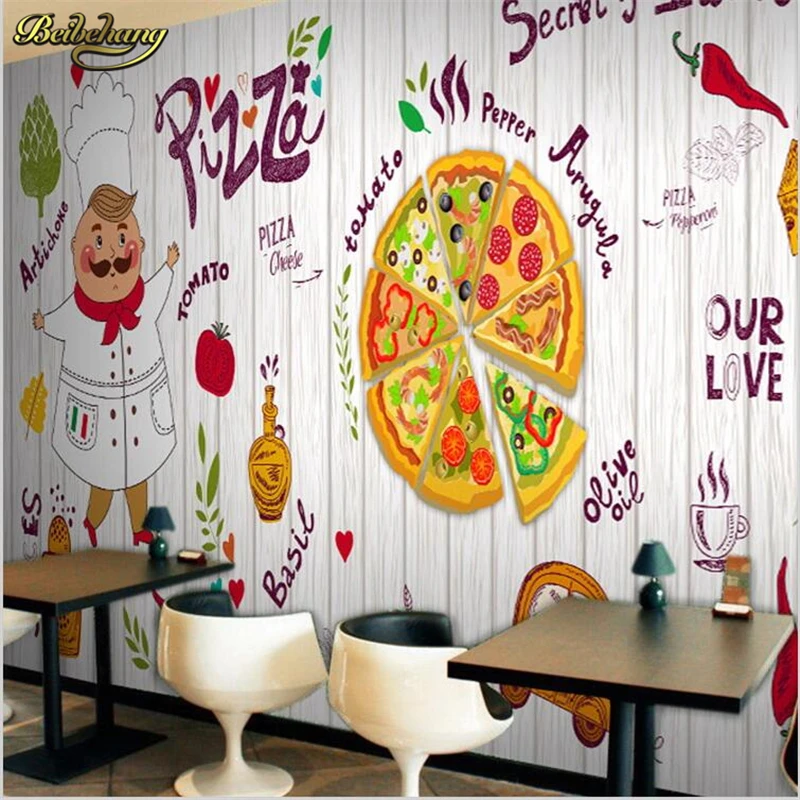 

beibehang Western style pizza theme restaurant wallpaper cake wallpaper coffee leisure bar large mural papel de parede