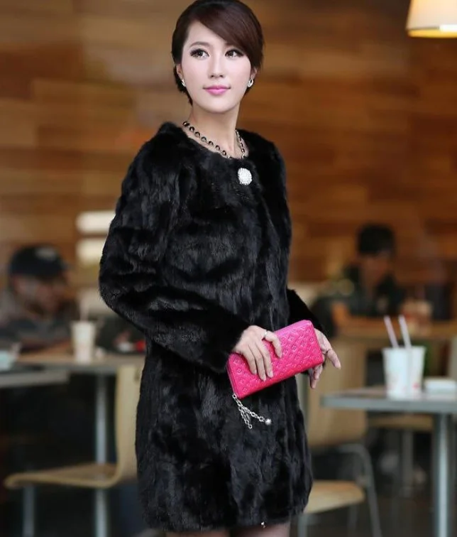 Free shipping  Genuine mink fur coat women long mink coat marten jacket winter mink fur waistcoat plus size H 579