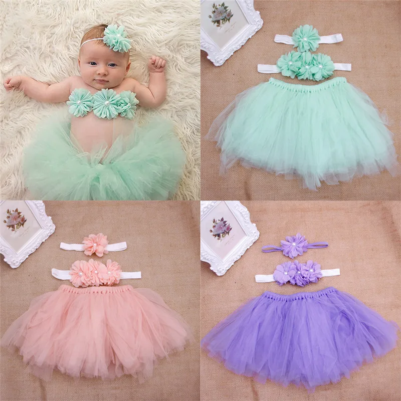 Fashion Baby Toddler Girl Flower Clothes+Hairband+Tutu Skirt Photo Prop Costume Outfits 3PCS skirt #330