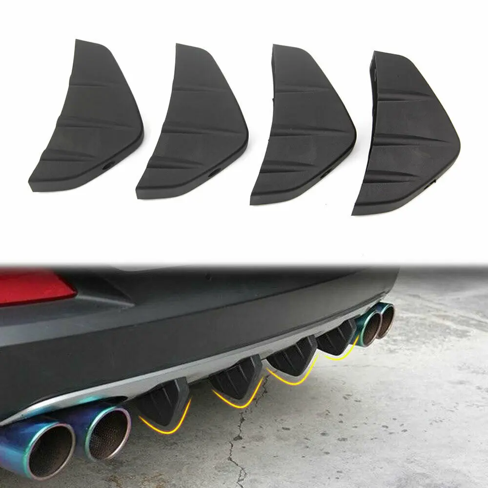 4pcs Universal Black Promotion Car Rear Bumper Diffuser Scratch Protector Trim For BMW AUDI MAZDA HONDA HYUNDAI TOYOTA universal