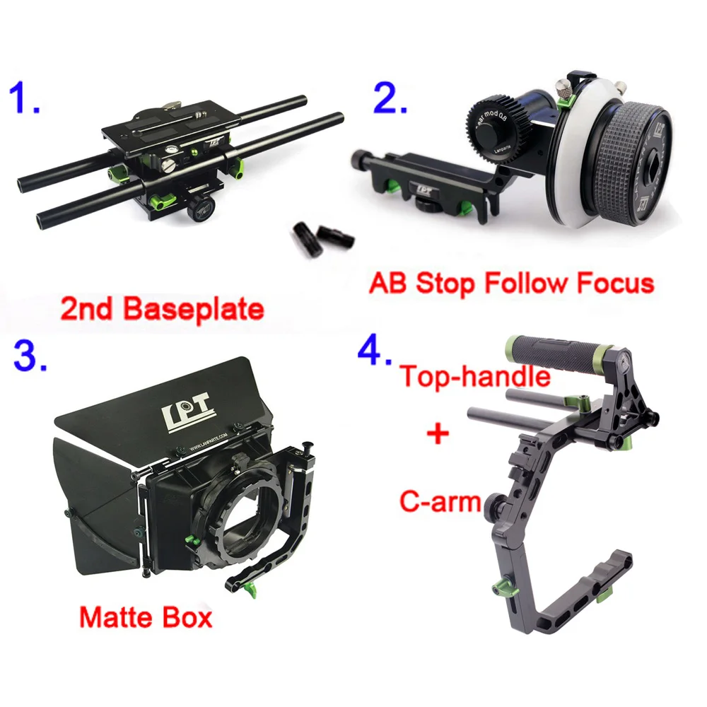 Lanparte Professional Kit Camera DSLR Tripod Support Rig Follow Focus Matte Box Cage