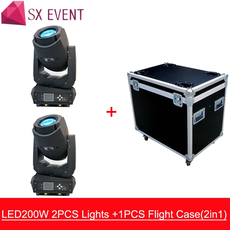 

2pcs+ flycase 200W LED Lyre Moving Head Light Beam Spot Wash 3in1 Light Party Light DJ stage light night club