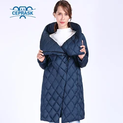 CEPRASK 2023 New High Quality Thick Parkas Women Bio fluff Hooded Women's Winter coat Outerwear Long Warm Stylish Winter Jacket