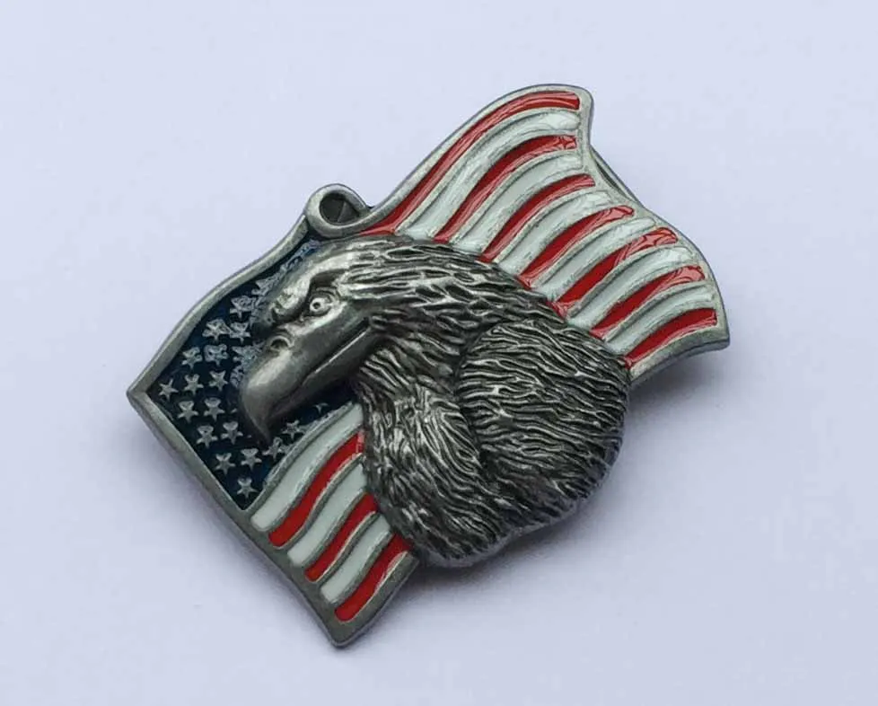 Amercian Flag With Eagle Western Belt Buckle