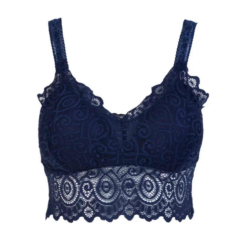 Sexy Women Lace Crochet Bralette Bralet Bra Bustier Crop Top Floral Cami Padded Tank Tops Modal Full Cup Wire Free Bras