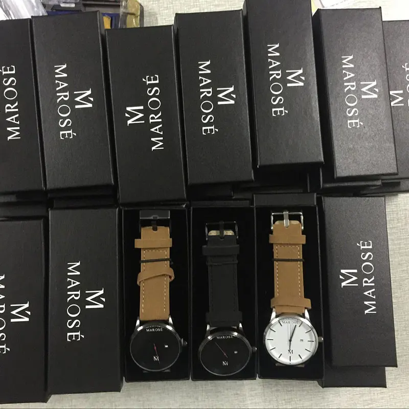 #5 New Cheap Customized Box Gift OEM Brand Box Fashion Black Paper Watch Packing Box Custom Package Design Your Own Logo