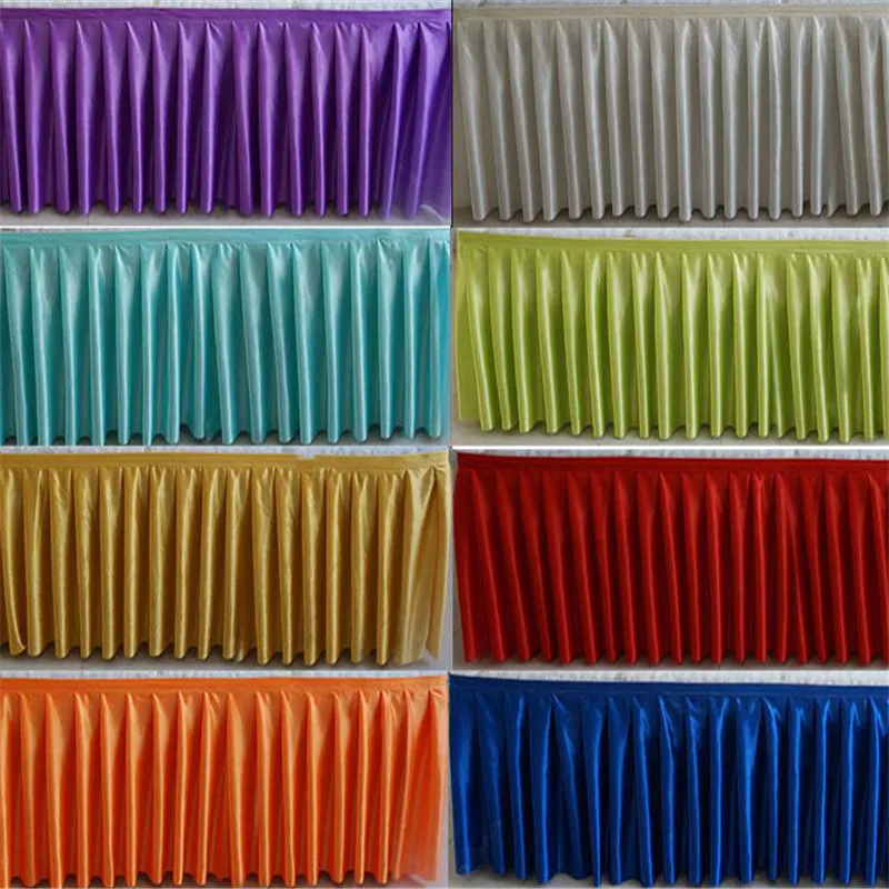 30cm high x 600 cm long ice silk wedding stage table skirt for table clothes decoration wedding table skirting for event party