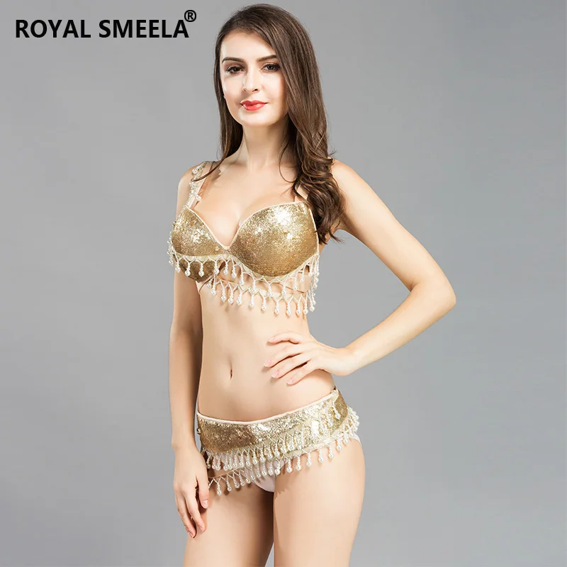 Belly dancing bra and belt 2pcs Set Golden belly dance costume set Women Sexy Dancewear Bellydance Clothes belly dancer outfit