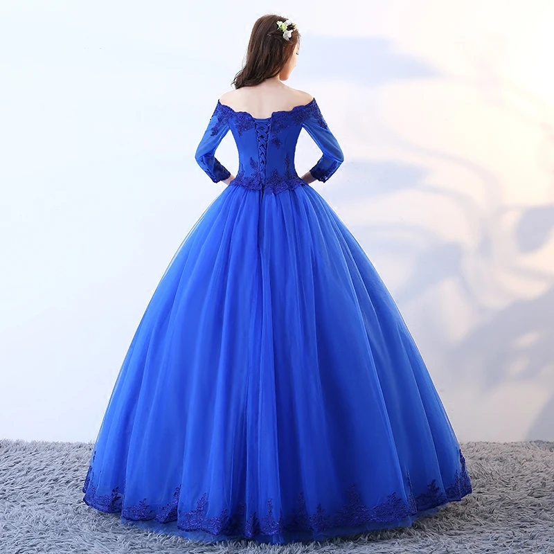 Ruthshen Quinceanera abiti Royal Blue Masquerade Vestido Vintage Off The Shoulder Ball Gown Puffy Prom Dresses 2023 nuovo