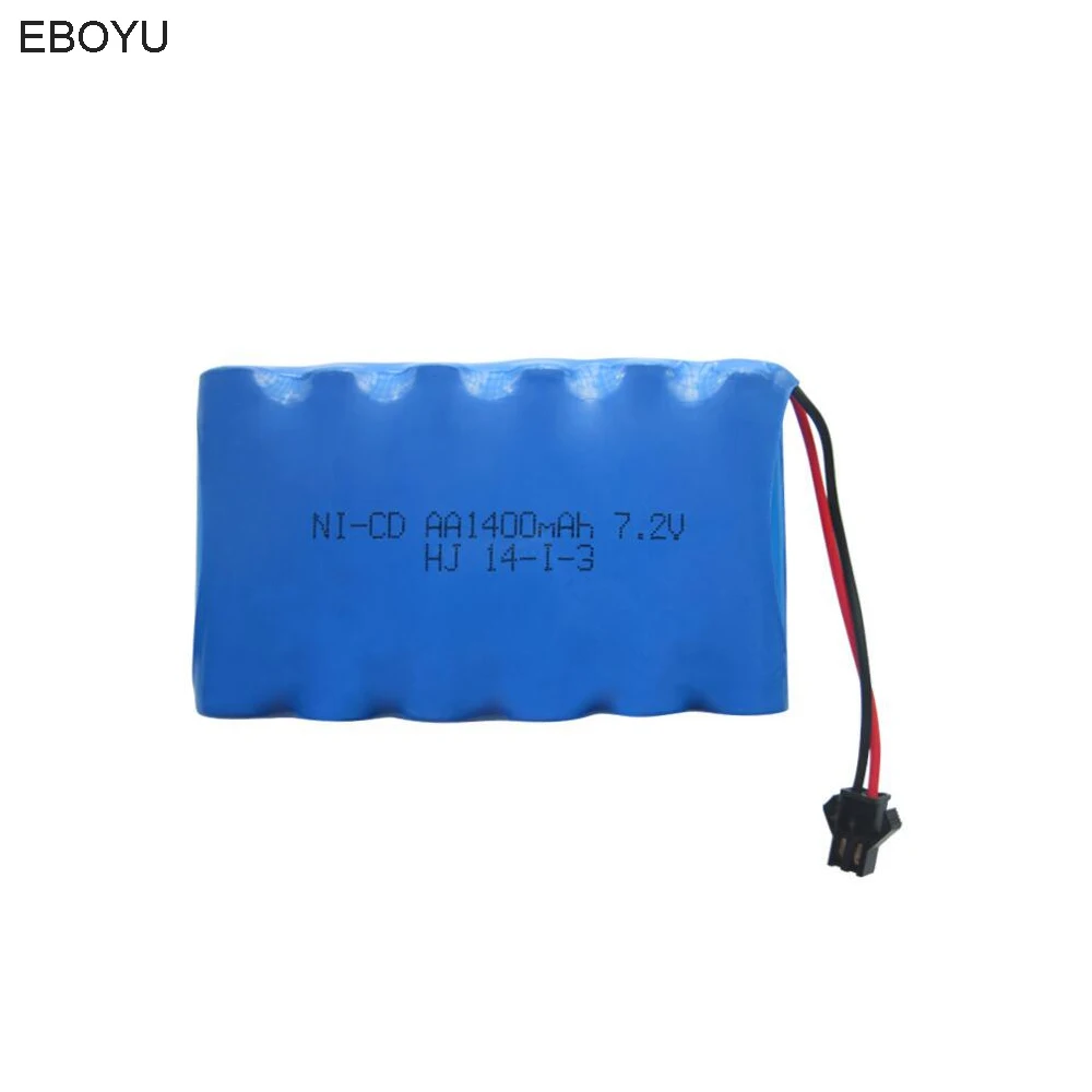 

EBOYU 7.2V 1400mAh Ni-cd Rechargeable AA Battery Pack SM 2P Plug for RC Car and Other Similar Remote Control Toys