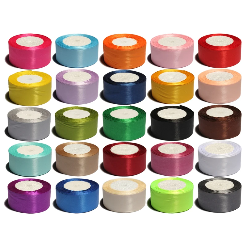 

22Meters 25colors 4cm Shiny Rolled Silk Satin Ribbons for Hair Accessories NO Elastic Solid Fold Over Ribbon FOE for Hair Bows