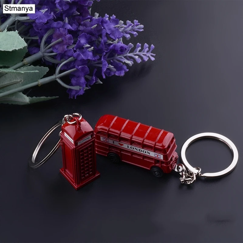 Fashion Metal Bus Key Chain Double deck Pendants Car Key Holder phone New Keychain Gift Jewelry