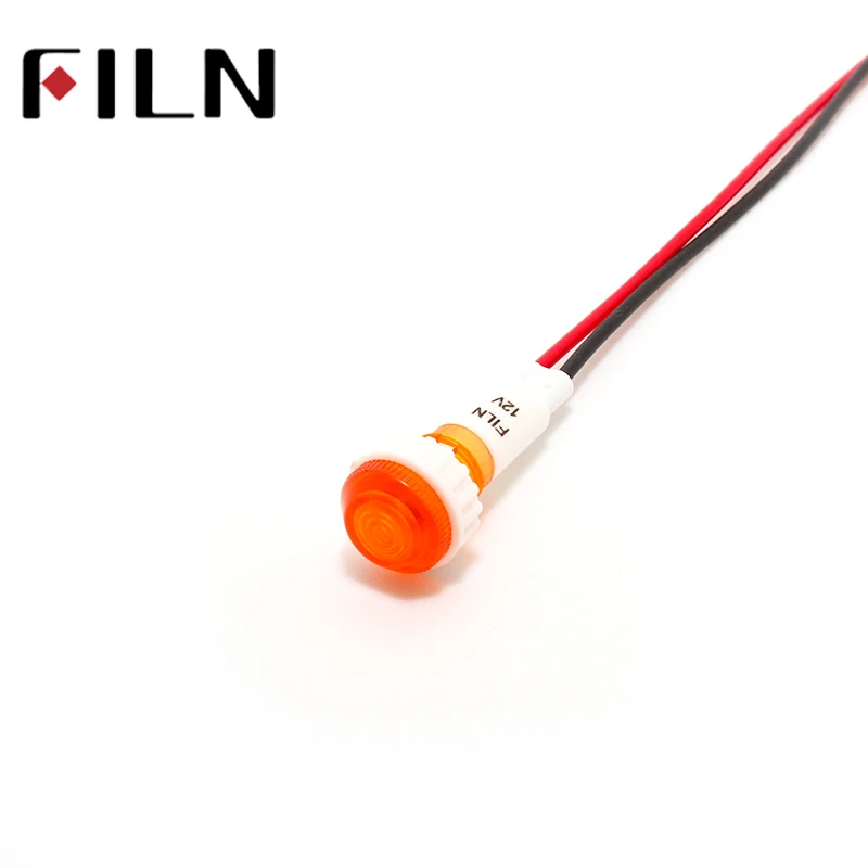 FILN 5 pezzi 10mm indicatore luminoso in plastica 12V 24V 110V 220V Pannello luminoso a LED montato su pannello luminoso a LED Mini lunghezza cavo: 20 cm