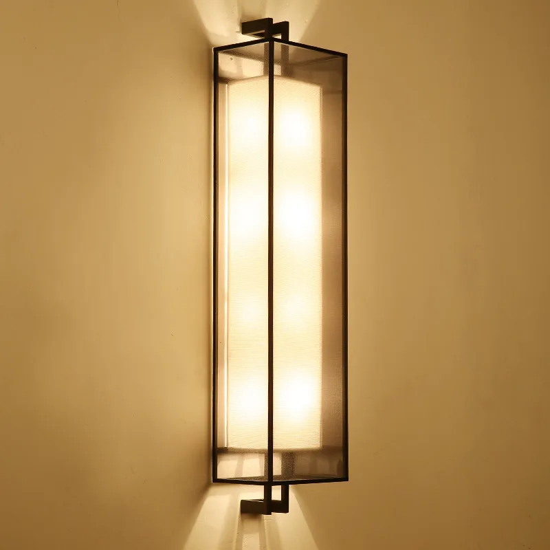 Chinese Style Fabric Wall Lamp LED 2*E27 110V 220V Modern Simple Bedside Lamps Living Room Study Corridor Lights 90-260V