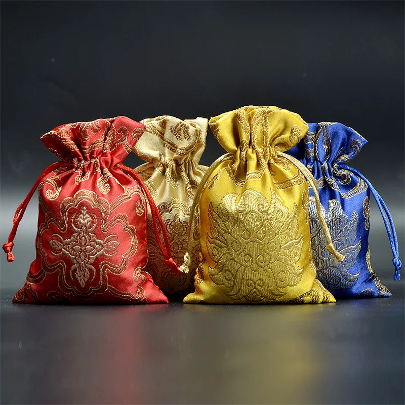 20Pcs Silk Drawstring Bags Jewelry Packaging 9x13cm Satin Wedding Party Decoration Drawable Gift Pouches Jewelry Packing Bags