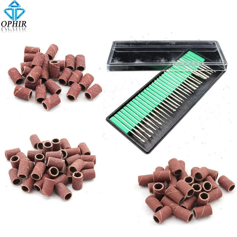 

OPHIR 30pcs Nail Drill Bits 300x 80" 120" 180" Nail Drill Sanding Band Medium Coarse Nail Tool KD163 KD165 KD166 KD167