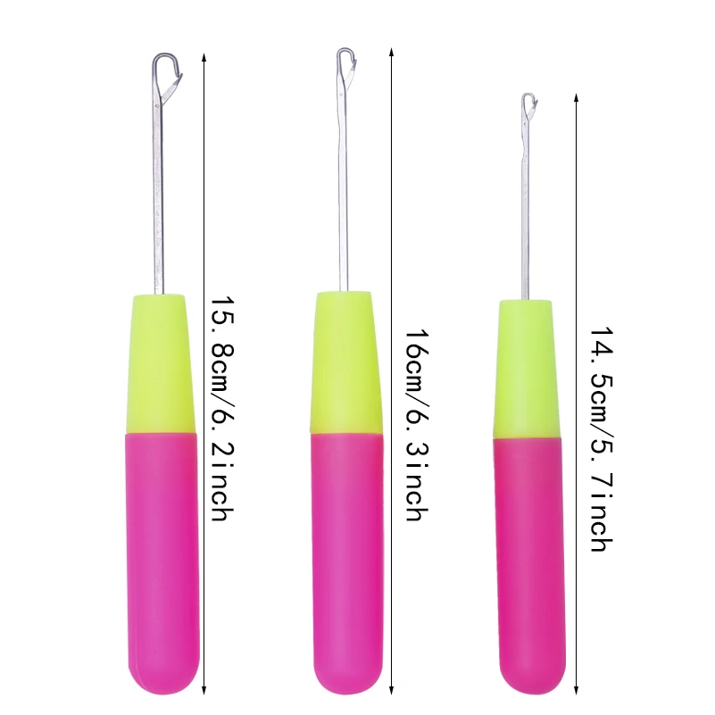 LMDZ 3Pcs Latch Crochet Needle Hooks Fine Hair Extension Needle for Micro Braids Dreads Maintenance, Carpets Making Repair Tool