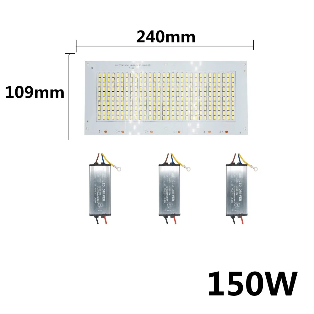 50W 100W 150W 200W LED SMD5730 Chip Lamp Bead With LED Driver High Power LED Floodlight 30-36V For Indoor Outdoor DIY PCB Kit