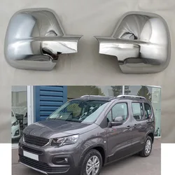 2pcs ABS Chrome Car Side Door Rear View Mirror Cover For Citroen Berlingo III/Rifter / Combo E/Peugeot Partner II 2012-2018