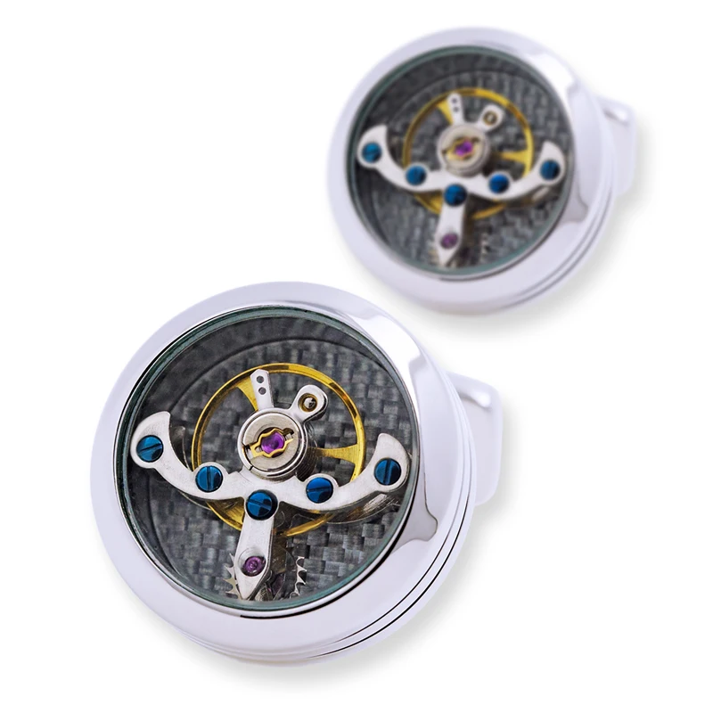 KFLK jewelry shirt cufflink for mens Brand cuff button watch Mechanical movement cuff link high quality Tourbillon guests