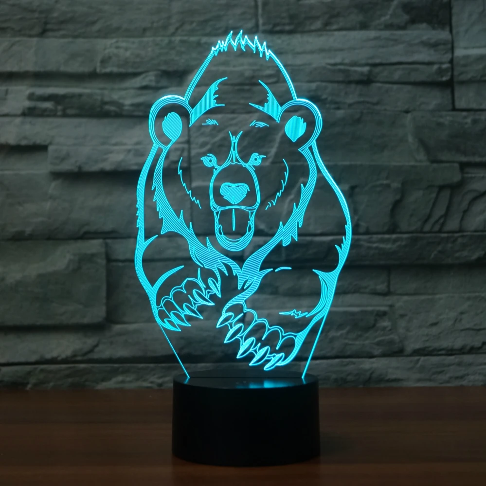 

3D Bear Modelling LED Bedroom Lamp 3d Vision Night Light USB Lamp glowing bb Baby Sleep Lamp Light Great Birthday Gift Bear Lamp