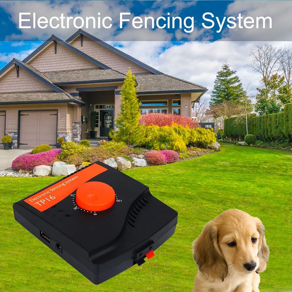 TP16 House Boundary Warning Fence for Dog, Electric Shock Training Adjustable Collar Waterproof Rechargeable Buried Fence System