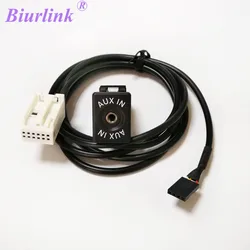 Biurlink AUX Kit Adaptador para Volkswagen Passat CC, Auto-rádio, Botão Interruptor Aux-in, RCD510, RNS510, RCD300, 150cm