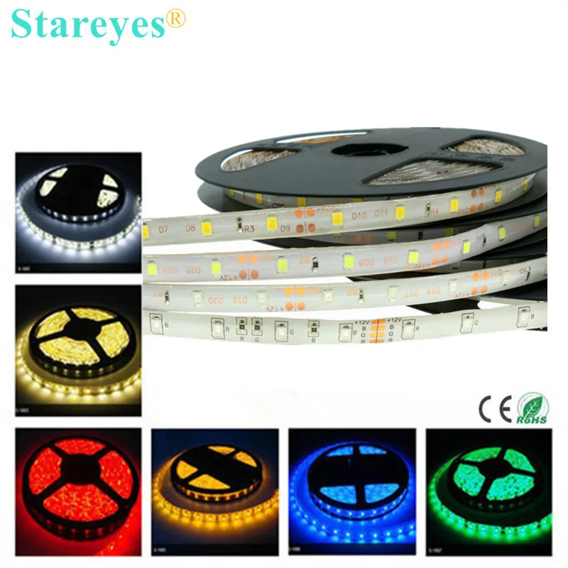 

1 Piece DC12V 5m IP65 Waterproof Epoxy SMD 2835 3528 270 300 LED 54 60 LED/m RGB LED Strip Light Flexible led tape String