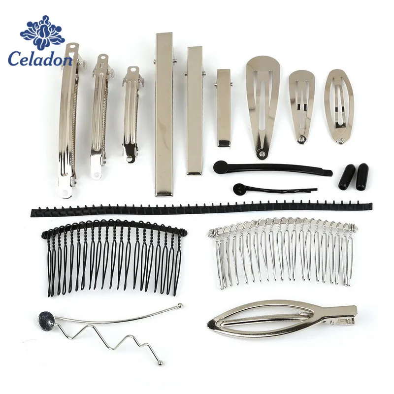 Hot Promotion! 5-50pcs Iron Hair Combs Rhodium Black Plastic Hair Clips Hairpins DIY Jewelry Findings Hairdressing Tools