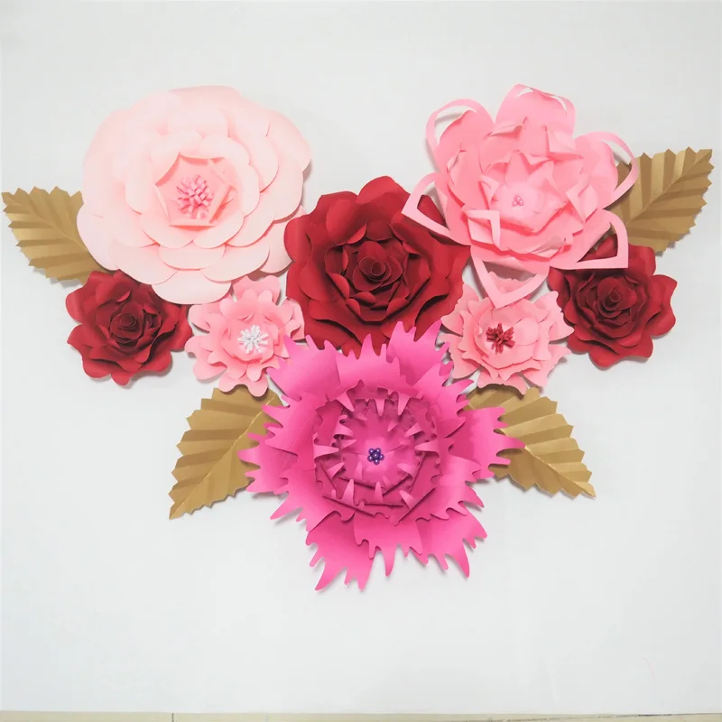 

2018 Giant Paper Flowers 8PCS+4 Leaves Artificial Flower Backdrop For Wedding & Event Baby Nursery Photography Fashion Show