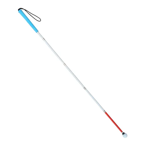 Imagen 2 del producto Aluminio Baston Blanco Plegable en 5 Secciones para Ciegos y Baja Vision (Mango de Azul)
