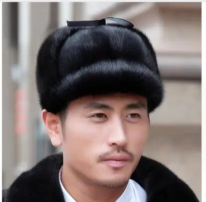 2020 new men mink fur hat New Fashion Men\'s real Mink Fur Winter Warm Hat / Cap Flat frosted marten fur Hat