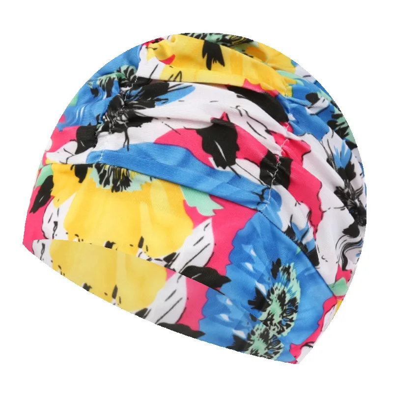 Women Swimming Cap Unisex Girls Long Hair Elastic Bathing Hat Swimming Cap Stretch Drape Plus Size Swim Pool Sport Nylon Turban