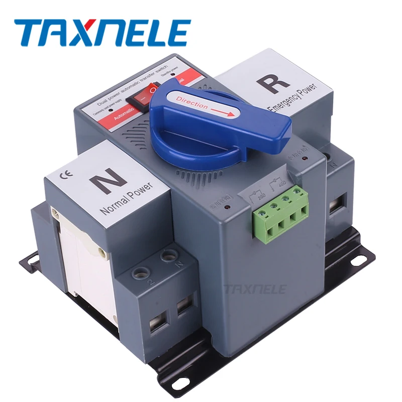 قاطع دارة صغير ATS 2P 4P 63A 230V 380V ، مفتاح التحويل التلقائي ثنائي الطاقة ، مفتاح التحويل التلقائي