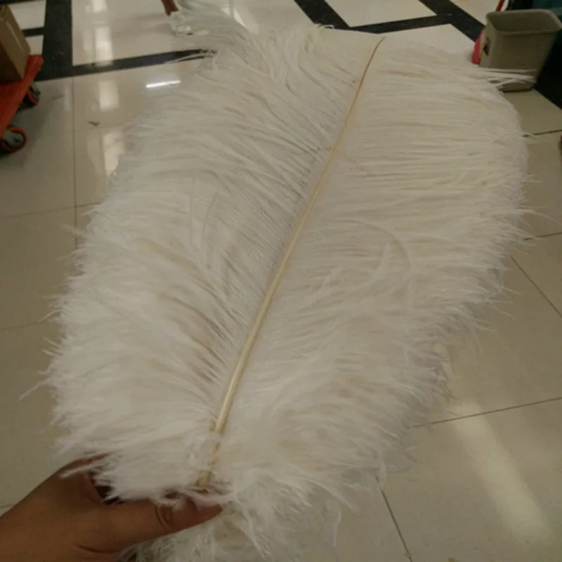 

50pcs/lot white ostrich feather 35-40 CM 14-16 inche plume performance headwear clothing festival wedding decoration feathers