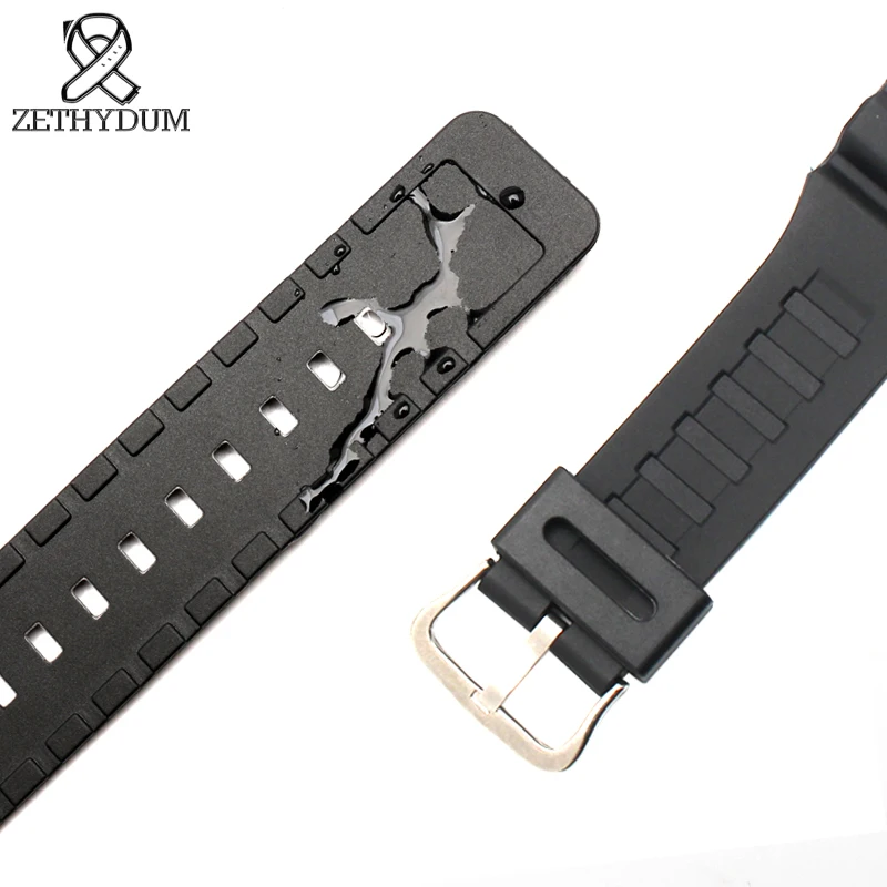 Silicone Rubber watch strap 28*18mm bracelet Convex mouth black strap for casio AQ-S810W/W-735/AEQ-110W watches band