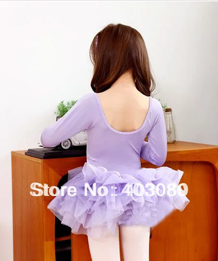 Free shipping!!! Long sleeve lilac 4-8 years Children ballet skirt,kid tutu dance dress,dancing dress,baby skirt