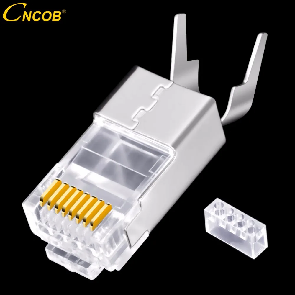 

Соединитель CNCOB Cat8 Ethernet rj45 для компьютера, 10 ГГц, штекер для широкополосного кабеля, 8P8C, стандартный чип FTP, никелированный медный штекер