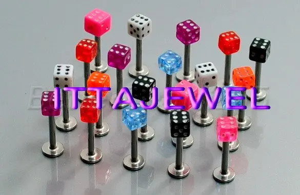 

Wholesale 100pcs 16g UV Dice Labret Lip Monroe Rings Chin Tragus Bars,Body Jewelry,Piercing Jewellery