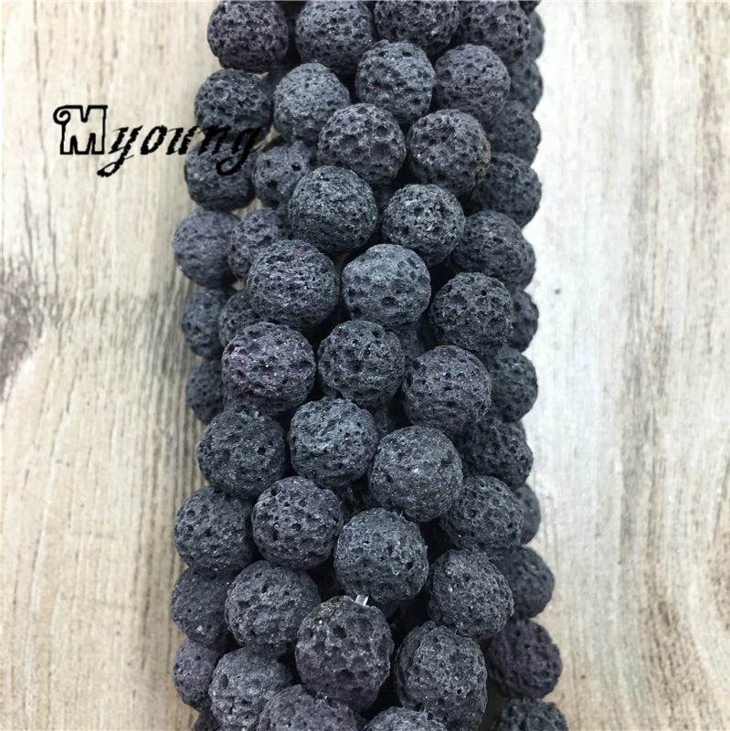 

Black Natural Lava Beads,Round Matt Nature Stone Sediment Stone beads,Vesuvianite Beads For DIY Jewelry 5 Strands/lot MY1652