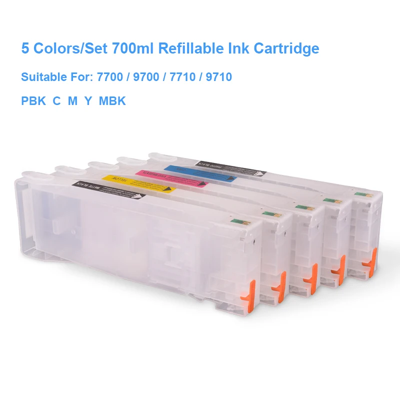 5Colors/Set T6361 T6361-T6364 T6368 Empty Refillable Ink Cartridge For Epson Stylus Pro 7700 9700 7710 9710 Printer 700ML/PC