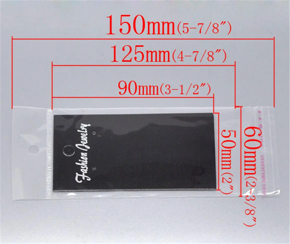 DoreenBeads 100PCs (Cards+Adhesive Bags) Black Earring Display Cards W/Self Adhesive Bags Jewelry Packaging Display Supplies